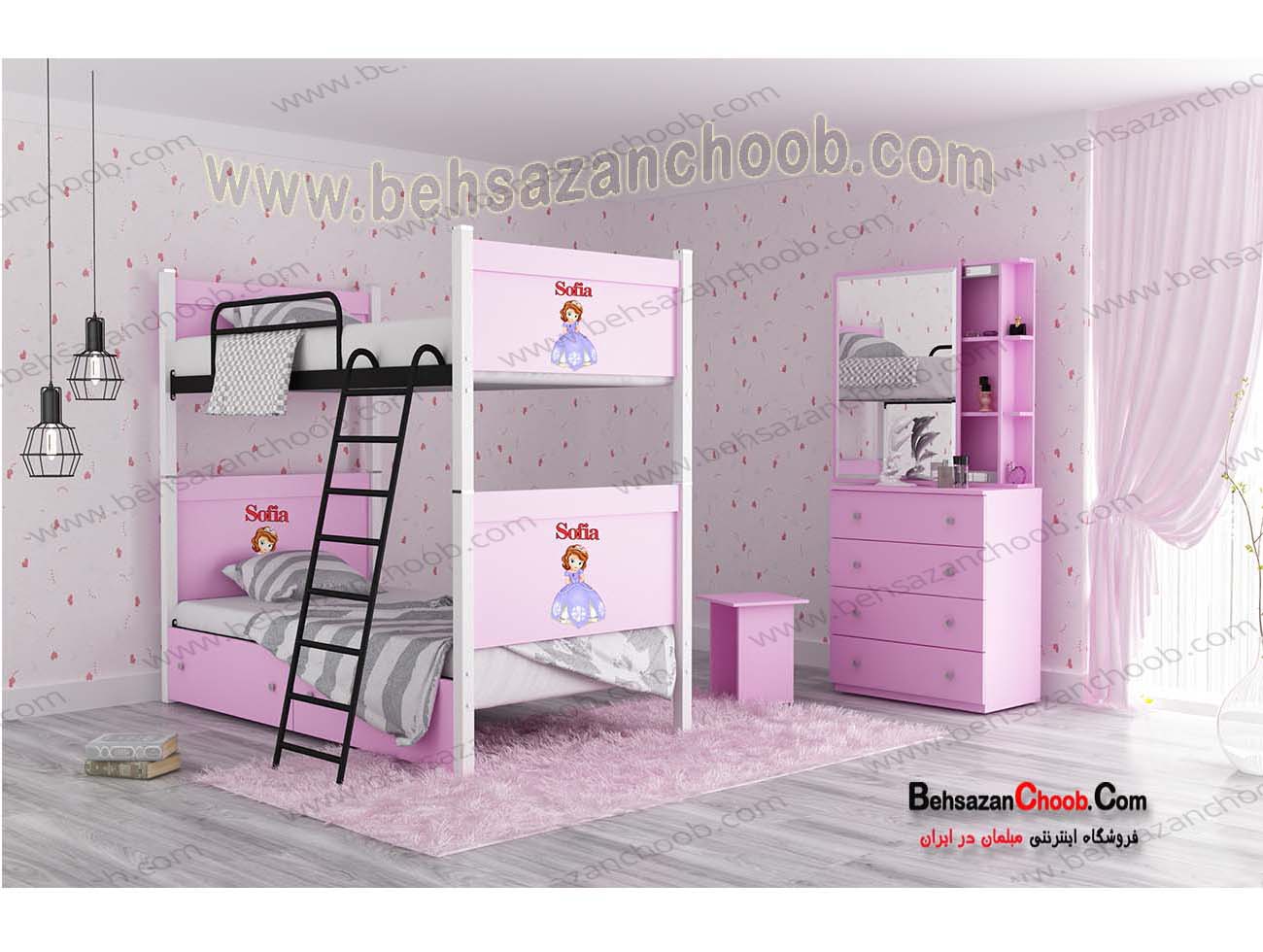 تخت دو طبقه چوبی ساغر T 4016